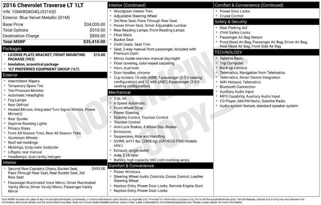 2016 Chevrolet Traverse LT 1LT