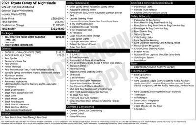 2021 Toyota Camry SE Nightshade