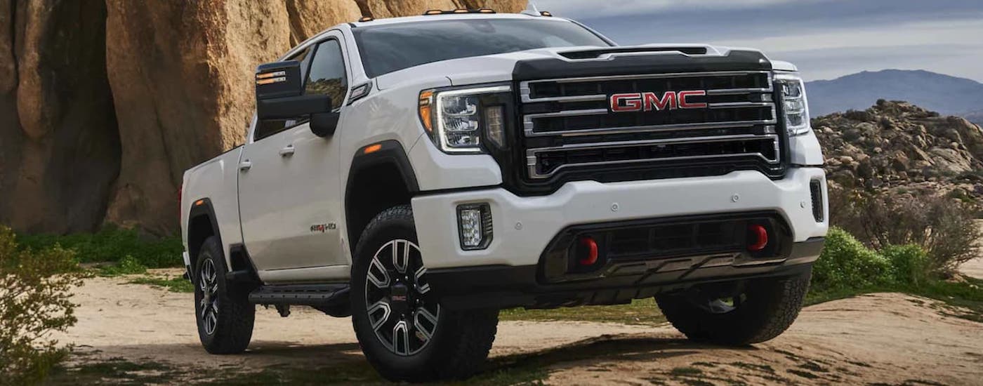 White 2022 GMC Sierra 2500 HD parked off-road
