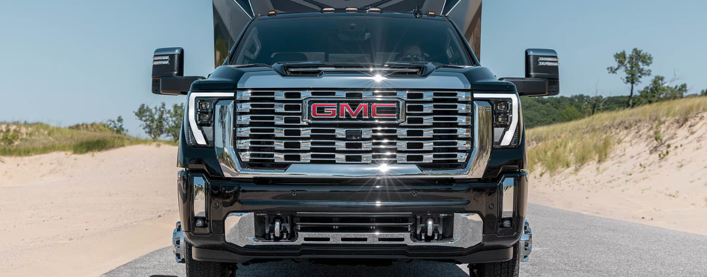 Up close shot of a black 2026 GMC Sierra HD for sale