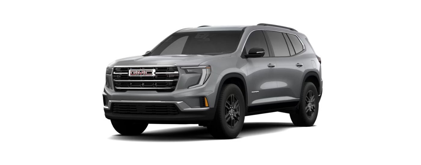 A gray 2027 GMC Acadia angled left.